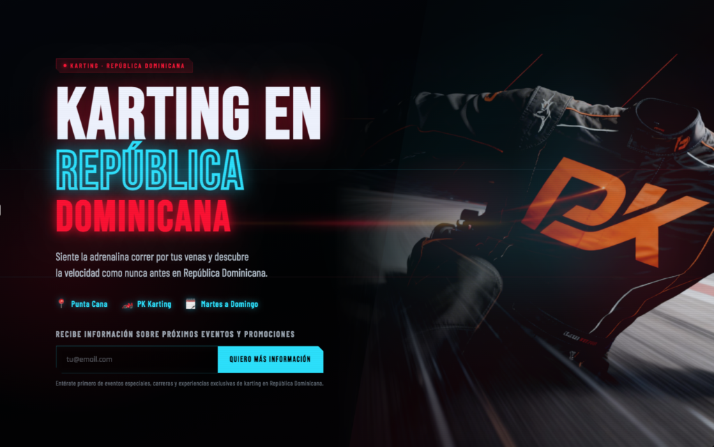 Karting en Republica dominicana landing page